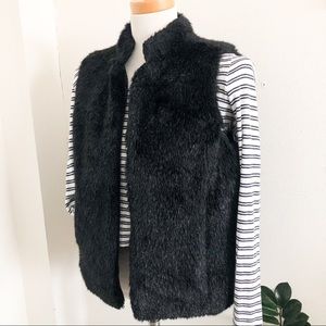 LRL Ralph Lauren faux fur black fuzzy vest medium